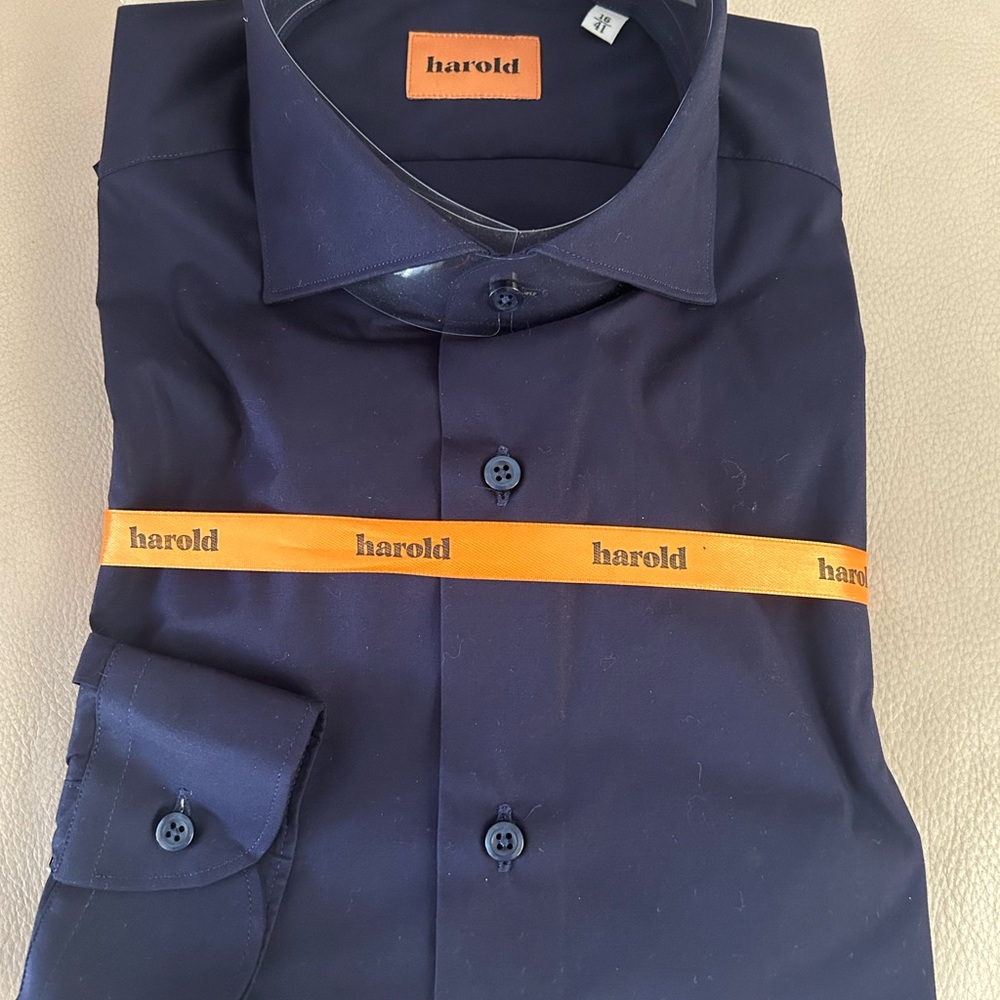 Men's Navy Blue Dress Shirt, Long Sleeve, Size 16. Never Worn.